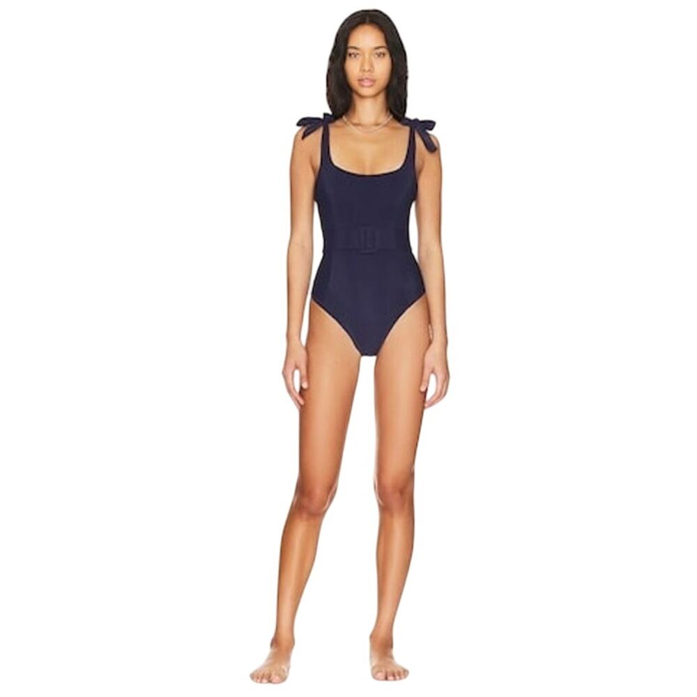 Beach Riot Navy Blue One-Piece Swimsuit with Tie Shoulders - Picture 4 of 12